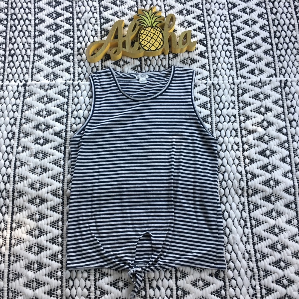 J.Crew Factory Navy Striped Tie-Front Tank Top